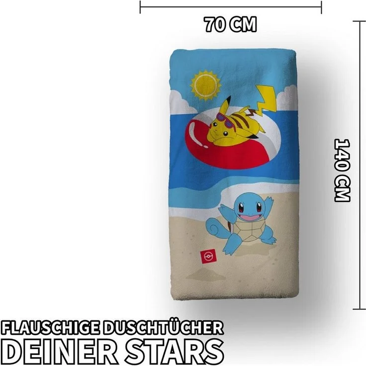Halantex Handtücher POKEMON PIKACHU Duschtuch Strandtuch Badetuch 70 x 140 cm, (1 Duschtuch, 1-St), Langlebig – Bild 3
