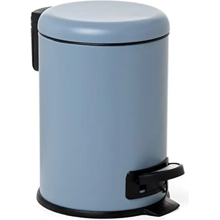 TATAY Badezimmer Mülleimer 3L mit Pedal | Hygienisches, berührungsloses Öffnen | Soft-Close, geräuschloser Deckel | Herausnehmbarer Inneneimer | 17,5 x 22,5 x 25 cm – Nordic Modell – Blau