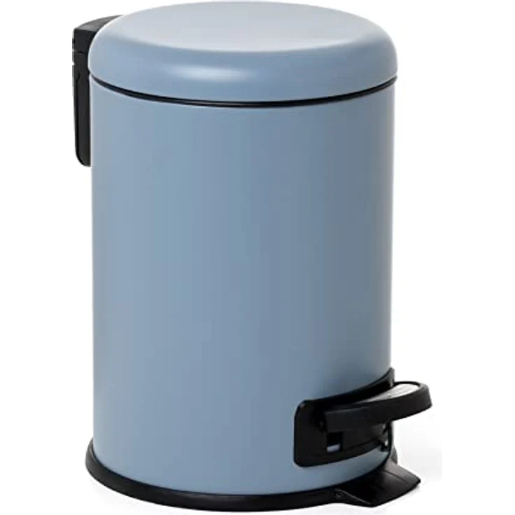 TATAY Badezimmer Mülleimer 3L mit Pedal | Hygienisches, berührungsloses Öffnen | Soft-Close, geräuschloser Deckel | Herausnehmbarer Inneneimer | 17,5 x 22,5 x 25 cm – Nordic Modell – Blau – Bild 1