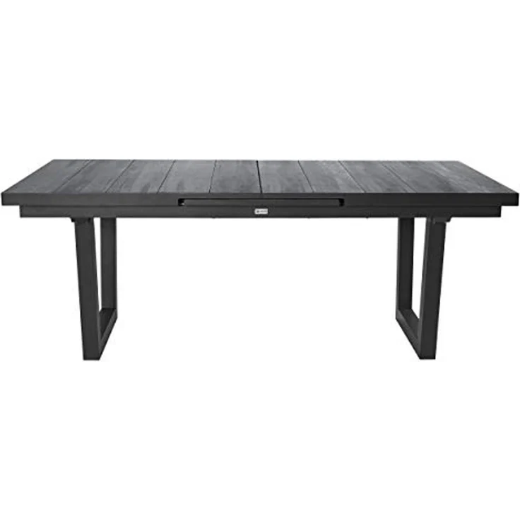KERAMO Ausziehtisch 100x200, Platte Keramik Holzoptik dunkelgrau, Alu- Gestell V-Fuß, Synchronauszug – Bild 3