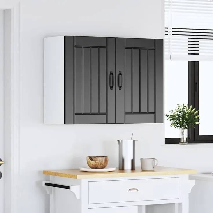 vidaXL Küchen-Hängeschrank Lucca Schwarz Holzwerkstoff 853828
