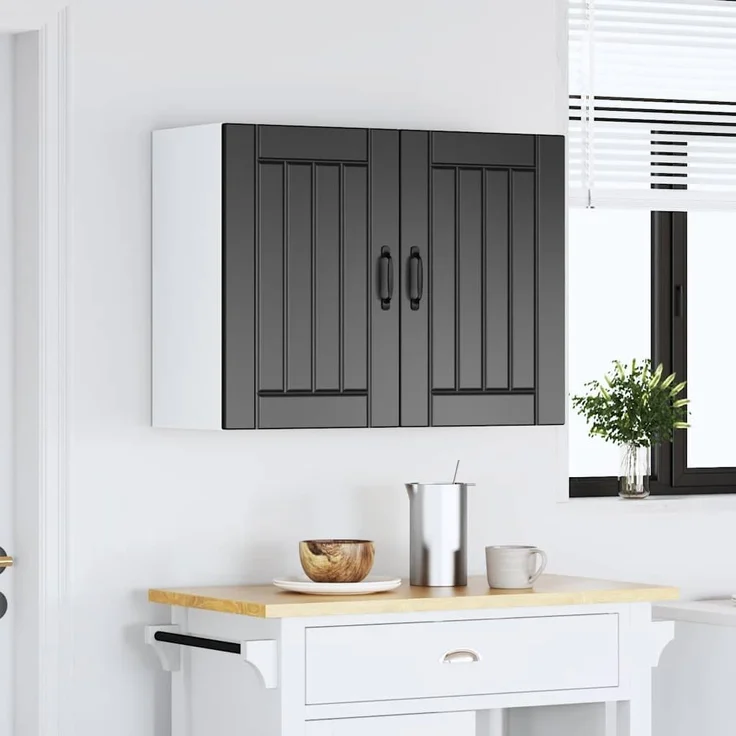 vidaXL Küchen-Hängeschrank Lucca Schwarz Holzwerkstoff 853828 – Bild 1