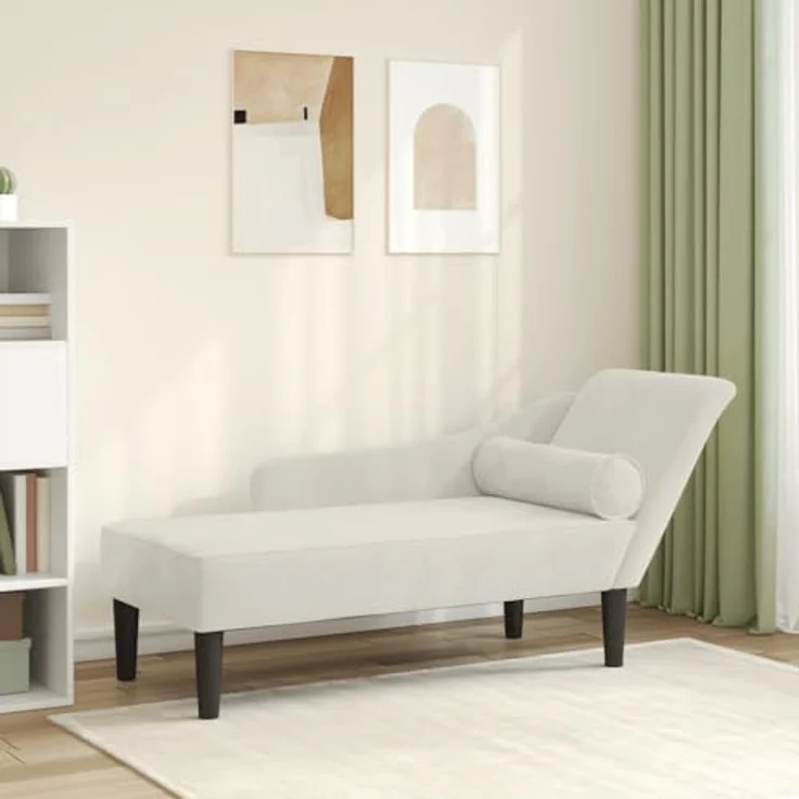 vidaXL Chaiselongue mit Kissen Creme Samt – Bild 3