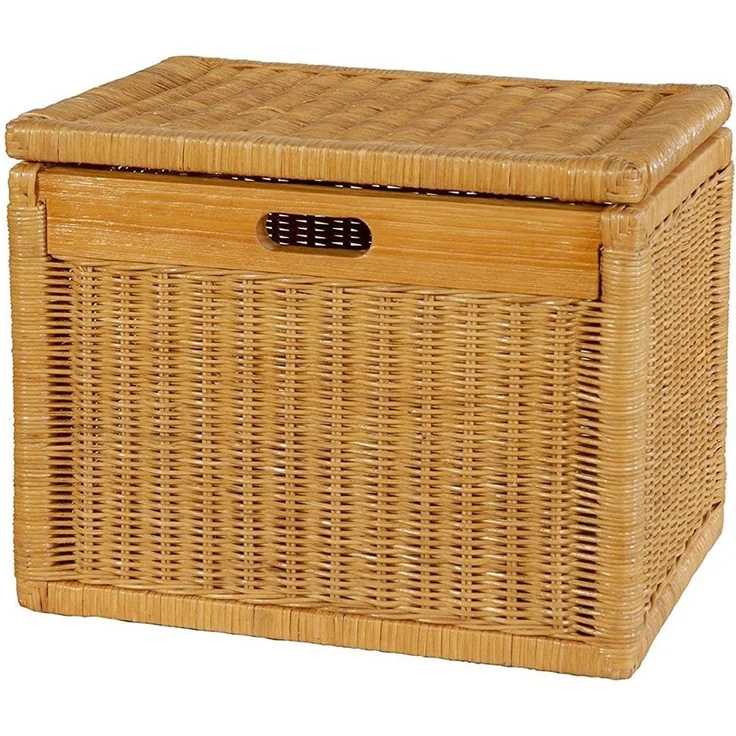 Krines Home Aufbewahrungskorb Hoher Korb mit Deckel Rattan geflochten Regalkorb Aufbewahrungsbox, Mit Inlett – Bild 1