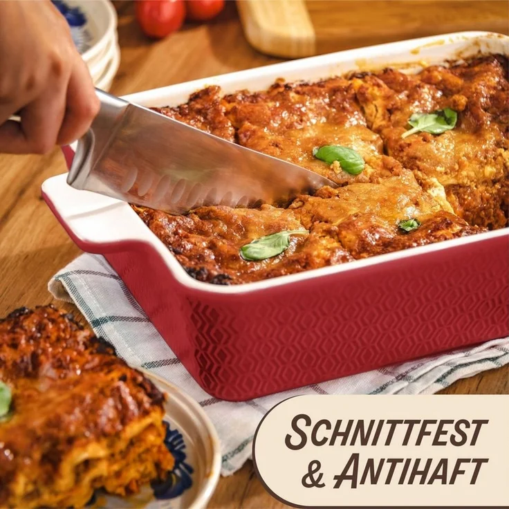 Praknu Auflaufform Auflaufform Groß aus Keramik - Extra Hoher Rand - Für Lasagne, – Für, Porzellan - Keramik, (1-St), Für 4 Personen Lasagne, Tiramisu & Auflauf - Hoher Rand - Rechteckig – Bild 2