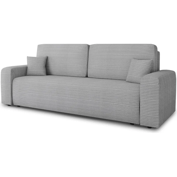 Schlafsofa Spark – Sofa mit Schlaffunktion und Bettkasten, Bonellfederkern, Cordbezug, große Schlaffläche, modernes Polstersofa & Bettsofa (Grau (Poso 110)) – Bild 2