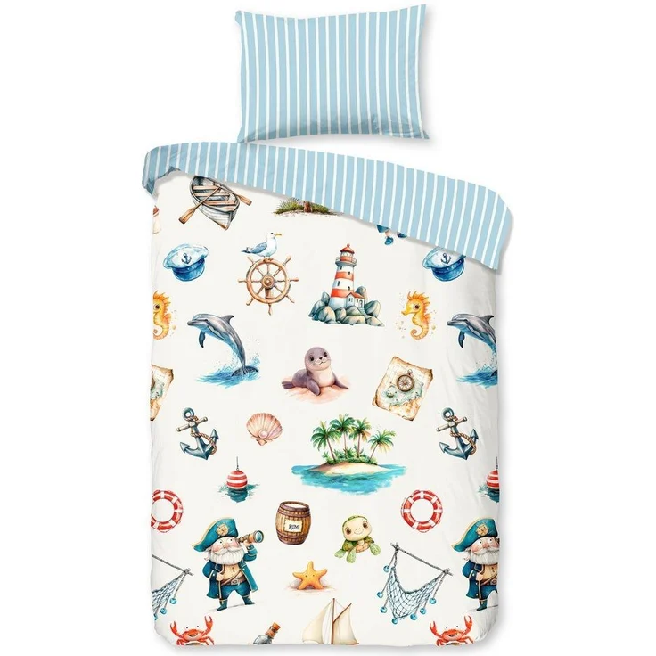 good morning Kinderbettwäsche Capi, Renforcé, 2 teilig, Baumwolle, Renforcé, Wendeoptik, Kind, Baby, Maritim, Meer – Bild 1