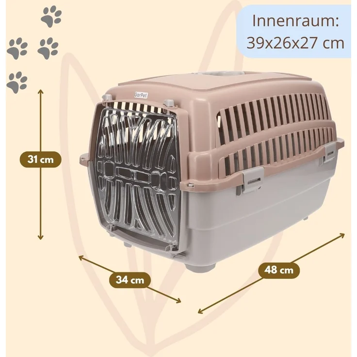 2er Set Transportbox Hundebox Katzentransportbox Kaninchen Transport Auto Box Korb Katzenbox extra viele Luftschlitze sicheres Schloss – Bild 2