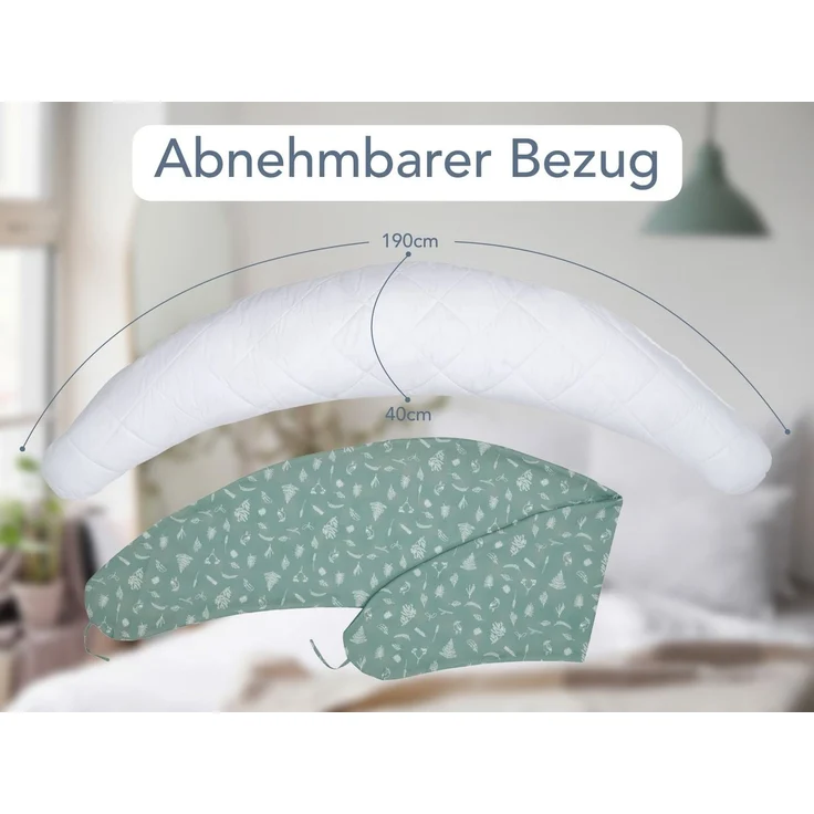 XDREAM Stillkissen Schwangerschaftskissen, Lagerungskissen, mit weichem Microfaserbezug, 1-tlg, XXL Stillkissen, Seitenschläferkissen mit Bändern zum Knoten, 190 cm – Bild 2