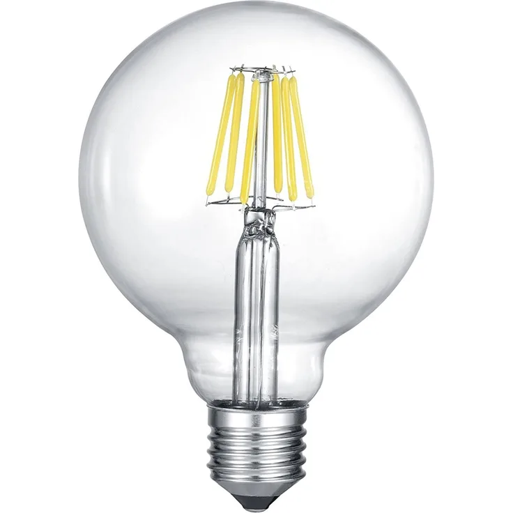 E27 Filament LED - 8 Watt, 806 Lumen, warmweiß, Ø9,5cm - 3 Stufen Dimmer