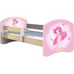 Kinderbett Jugendbett mit einer Schublade und Matratze Sonoma mit Rausfallschutz Lattenrost ACMA II 140x70 160x80 180x80 (07 Rosa Fee, 180x80)