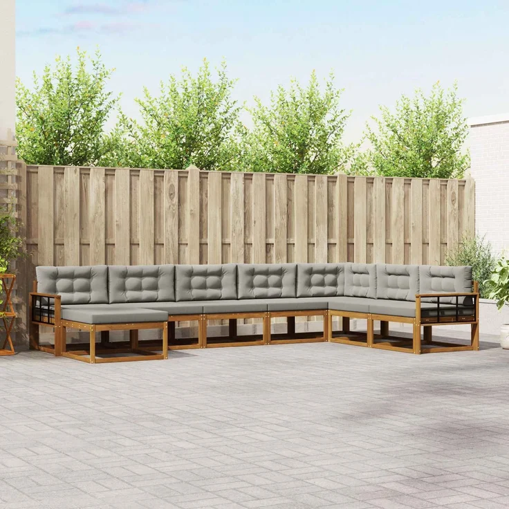 vidaXL Outdoor-Sofagarnitur 8 stk. 8-Sitzer Natur und Hellgrau 3368009 – Bild 1