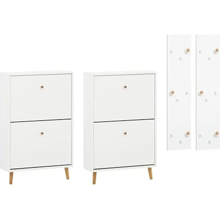 Schildmeyer Flurmöbel-Set Bjarne 702063, 2X Schuhschrank, 2X Hakenpaneel, mattweiß – Bild 2