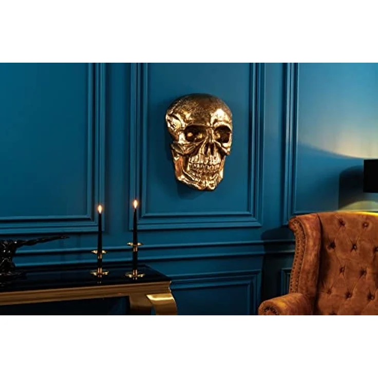 riess-ambiente Wanddekoobjekt SKULL XXL 40cm gold (Einzelartikel, 1 St), Metall · Totenkopf · Deko-Schädel · Schlafzimmer · Wohnzimmer – Bild 3