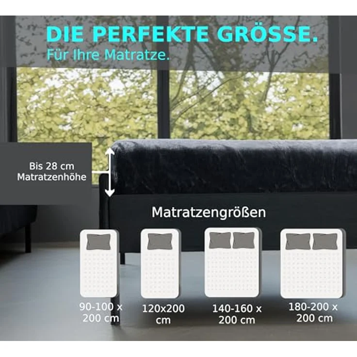 MALIKA® Premium warme Spannbettlaken Cashmere-Touch Bettlaken Jersey Fleece Spannbetttuch Laken, Farbe:Anthrazit, Größe:120x200 cm – Bild 7