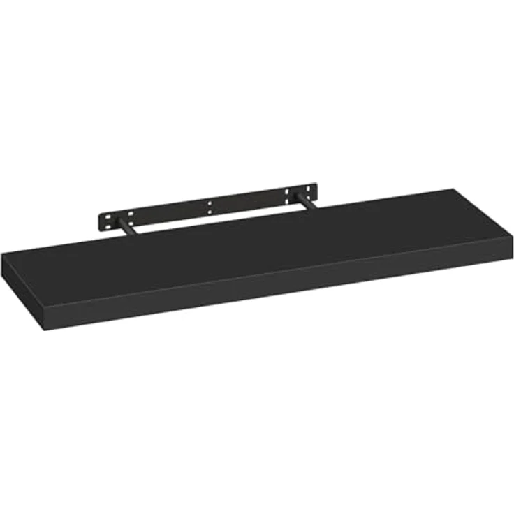 eSituro Wandregal, schwebendes Regal für Wandmontage, Schweberegal Hängeregal Wandbrett im Wohnzimmer Schlafzimmer Küche Badezimmer, schwarz modern, MDF, 70 x 3,8 x 22,9 cm – Bild 7