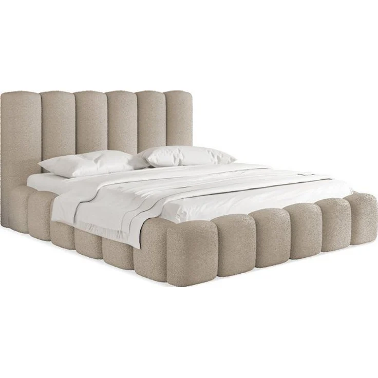 WFL GROUP Polsterbett Serenity mit Bettkasten und Lattenrost, Bettgestell, ohne Matratze (erhältlich in 5 Größen 120x200, 140x200, 160x200, 180x200, 200x200 cm), mit Stauraum, hohem Kopfteil, Boucle oder Samt Stoff, Made in EU – Bild 3