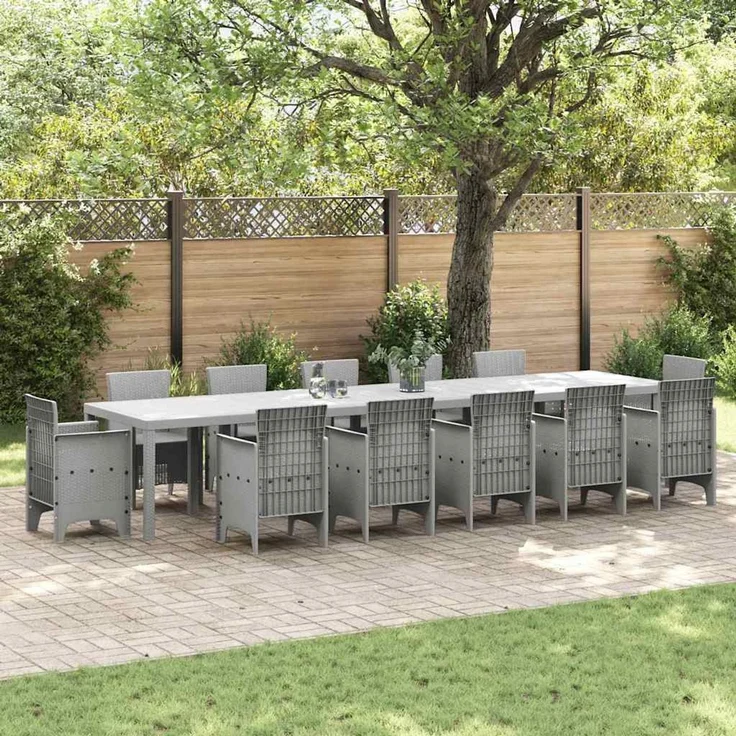 vidaXL Gartentisch Hellgrau 400 x 100 x 73 cm Poly-Rattan 3378531
