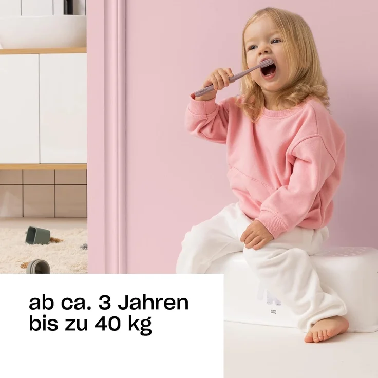 Hylat Baby Tritthocker Kinder - Stabil & rutschfest, Gummiert, Leicht - Für Kinder ab 3 Jahren, bis 40 kg - Weiß mit Yeti-Motiv – Bild 3