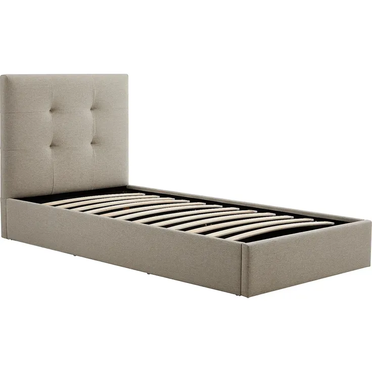 Vente-unique - CALINIDA Bett Stoff Schokoladenbraun - B 201 cm x H 101,5 cm x L 98 cm – Bild 3