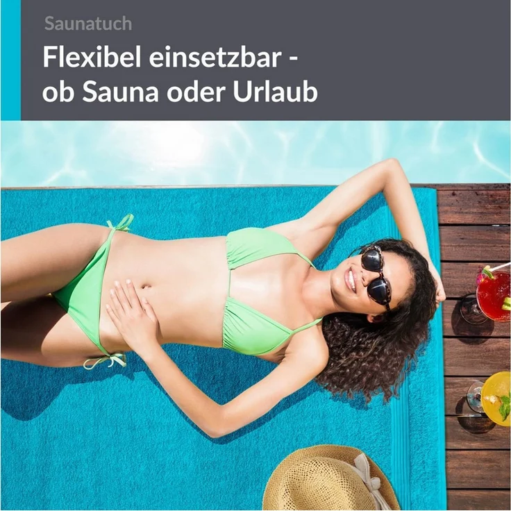 Lashuma Saunatuch Linz, Frottee (1-St), Saunahandtuch Herren blau 70x200 cm – Bild 2