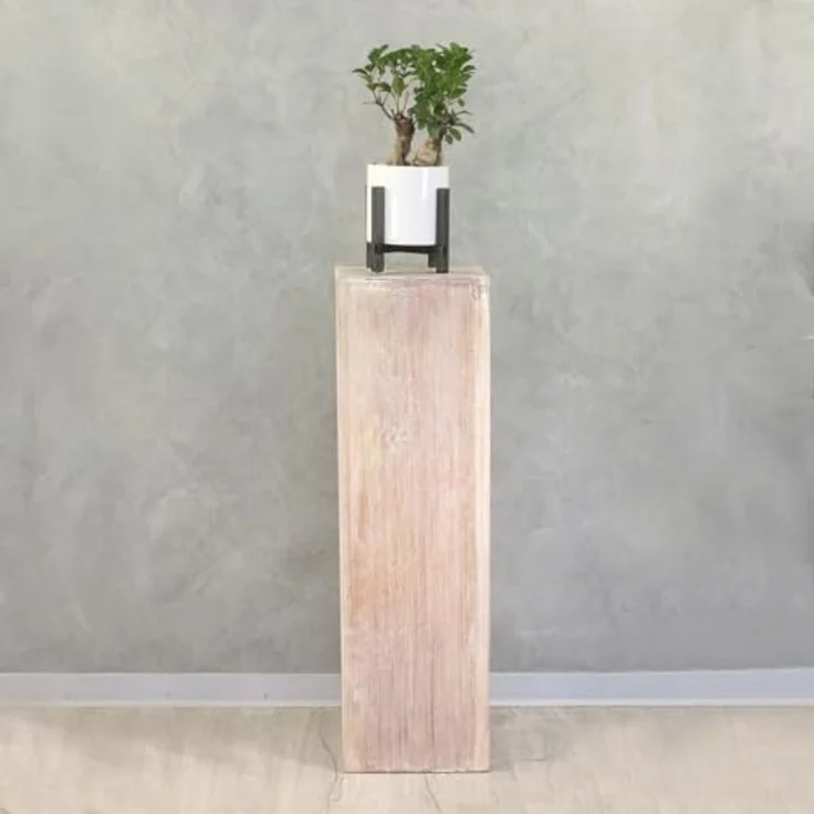 Oriental Galerie Blumenhocker Massive Holz Säule Viereckig Podest Whitewash groß 85 cm (1 St) – Bild 4
