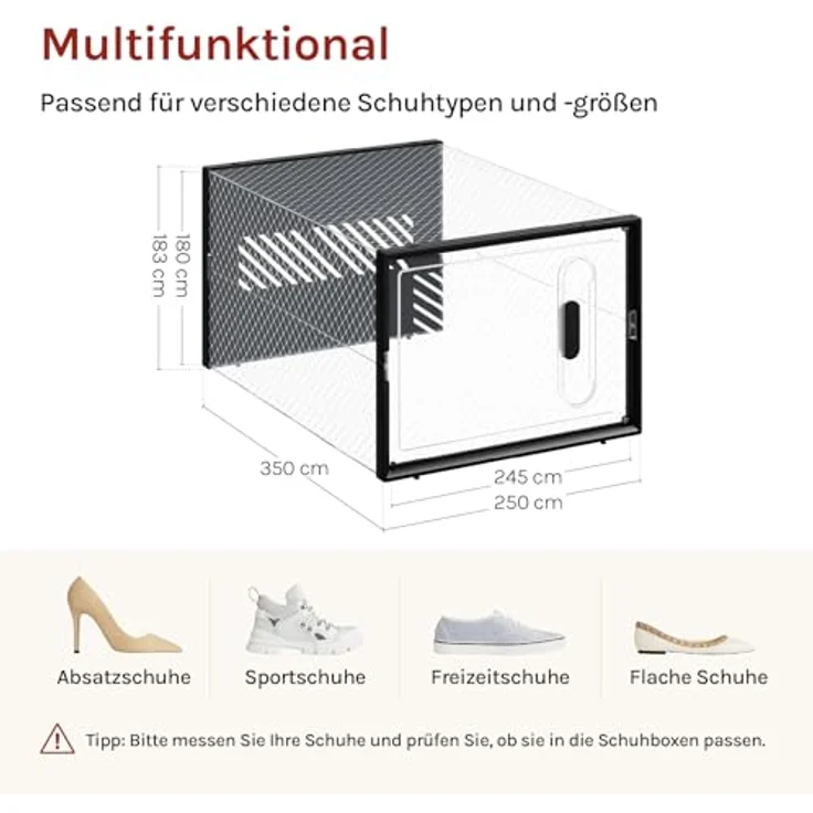 Woltu Schuhregal, 8-tlg, stapelbar, mit magnetischer Tür, Kunststoffbox – Bild 4