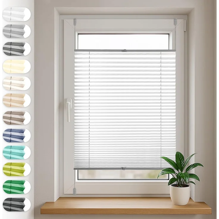Sonello Plissee Klemmfix ohne Bohren 65x200 cm Grau Faltrollo Plisseerollo Jalousie für Tür & Fenster Blickdicht Sichtschutz Sonnenschutz Fertifplissee Rollo – Bild 1