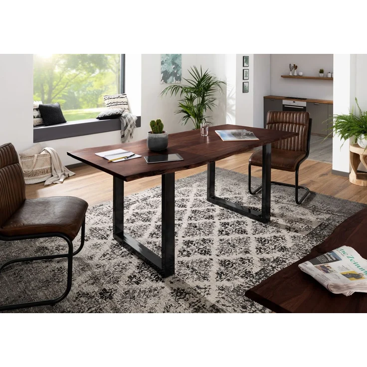 Baumtisch Akazie 220x100x76 braun Beine anthrazit glänzend FREEFORM 3 – Bild 2