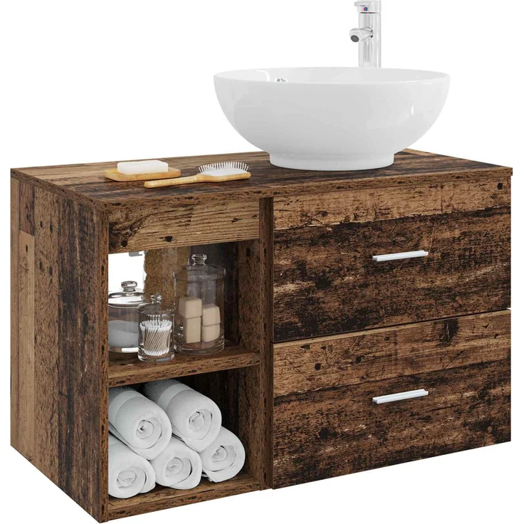 vidaXL Badezimmerschrank-Set 2 stk. Altholz 79,5 x 44,5 x 80 cm 3403918 – Bild 3