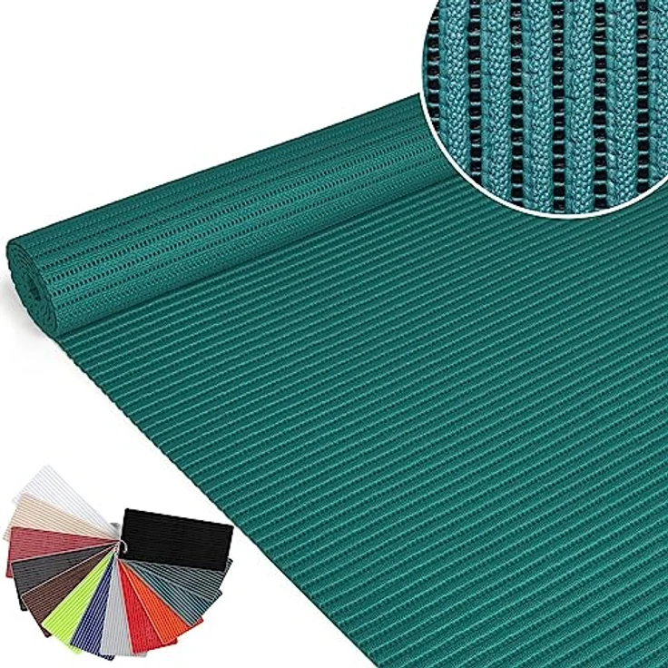 ANRO Badematte Weichschaummatte, rutschfest und pflegeleicht, Uni Türkis, 350x65cm – Bild 1
