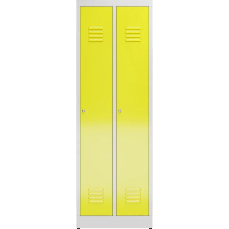 ClassiX Garderobenschrank, 2 Abteile, 1800 x 590 x 500 mm, lichtgrau/zinkgelb