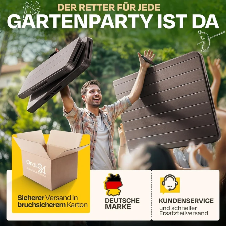 Ondis24 Biertischgarnitur Lisa Campingtisch 2X Bierbank 1x Biertisch Sitzbank klappbar Bierzeltgarnitur 3tlg. einfach transportabel (Braun, XL) – Bild 7