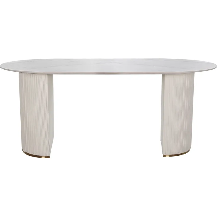 Livin Hill 'Modig' Tisch, Stein / Kunstleder beige, 90 x 75 x 180 cm