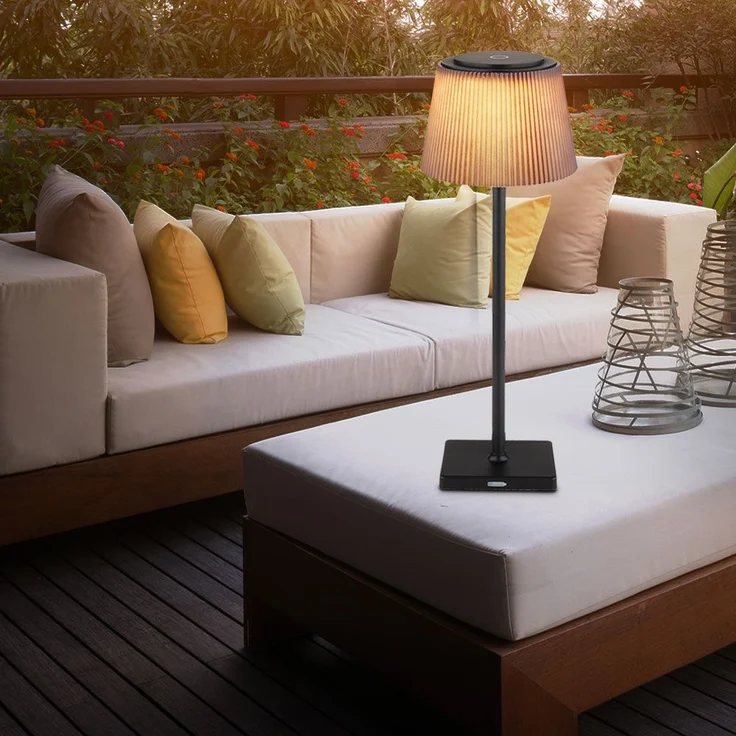 LED Tischlampe, Außenleuchte, Touchdimmer, Akku H 38 cm – Bild 3