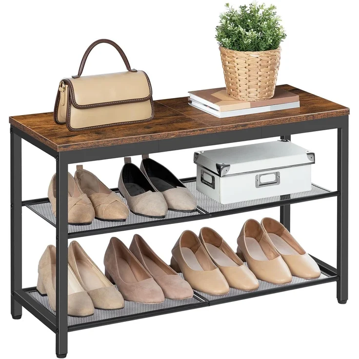 Hoobro SCHUHREAL BRAUN Holzspanplatte Aufbewahrungsbank (H 48.5 x T 75 x B 28.5 cm) – Bild 8