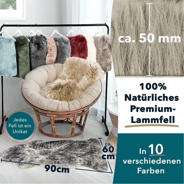 Kubus Fellteppich Echtfell Willow, Echtfell – Bild 2