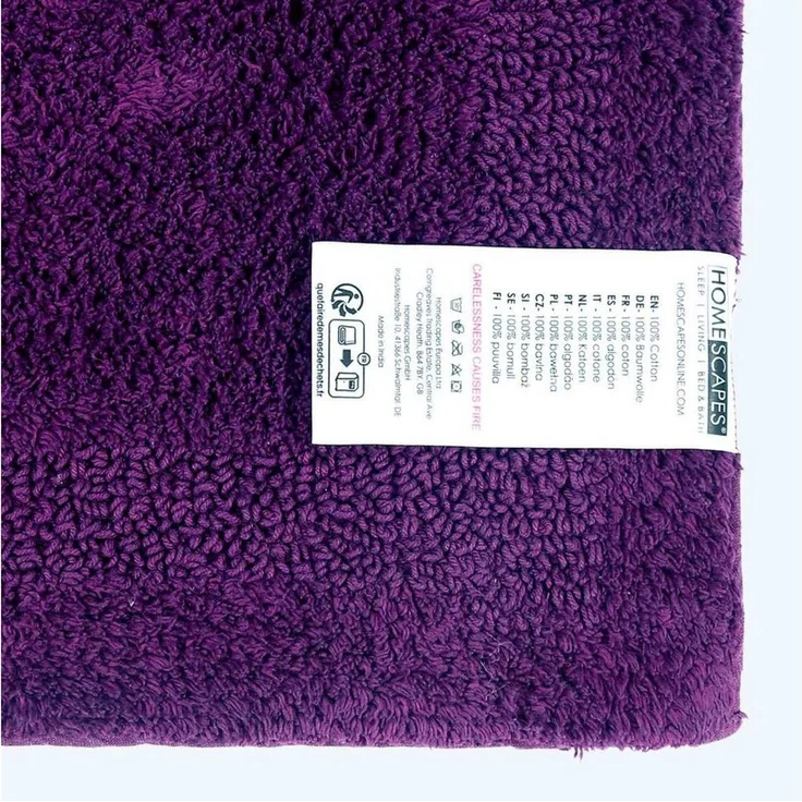 Homescapes Großer Badvorleger lila, XXL Badematte 70x120 cm, Baumwoll-Badteppich Premium mit Wende-Design – Bild 3