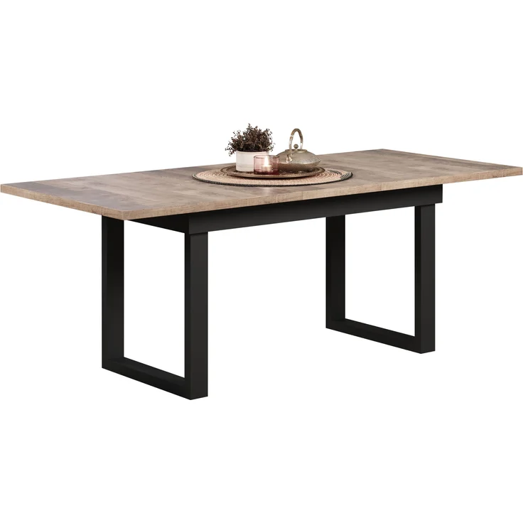 trendteam smart living - Universal - Esstisch - Schwarz/Eiche Tabak - ausziehbarer Küchentisch mit Metallfüßen - (BxHxT) 160-200 x 76 x 80 cm - Tisch geeignet für Küche, ESS- oder Wohnzimmer – Bild 7