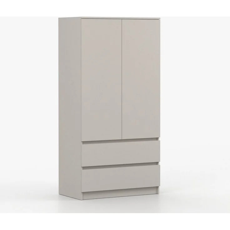 Deine Möbel 24 Kleiderschrank SIMO 02 in Weiß / Kaschmir, 90 cm breit, mit 2 Schubladen (SIMO-Kollektion, 1-St, ideal für Kinderzimmer & Jugendzimmer) Kinderkleiderschrank, 2-türiger Drehtürenschrank – Bild 2