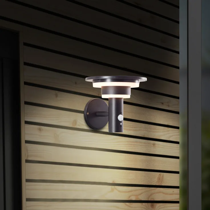 Brilliant AG Leuchten G40405-06 Garvina LED Außenwandleuchte Solar Bewegungsmelder schwarzz