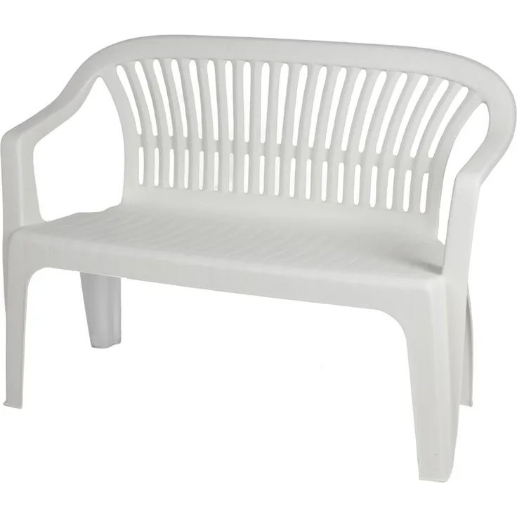 Stapelbank Diva weiß Gartenbank Parkbank Gartenmöbel Terrasse Balkon Outdoor Kunststoff 114x55x82cm