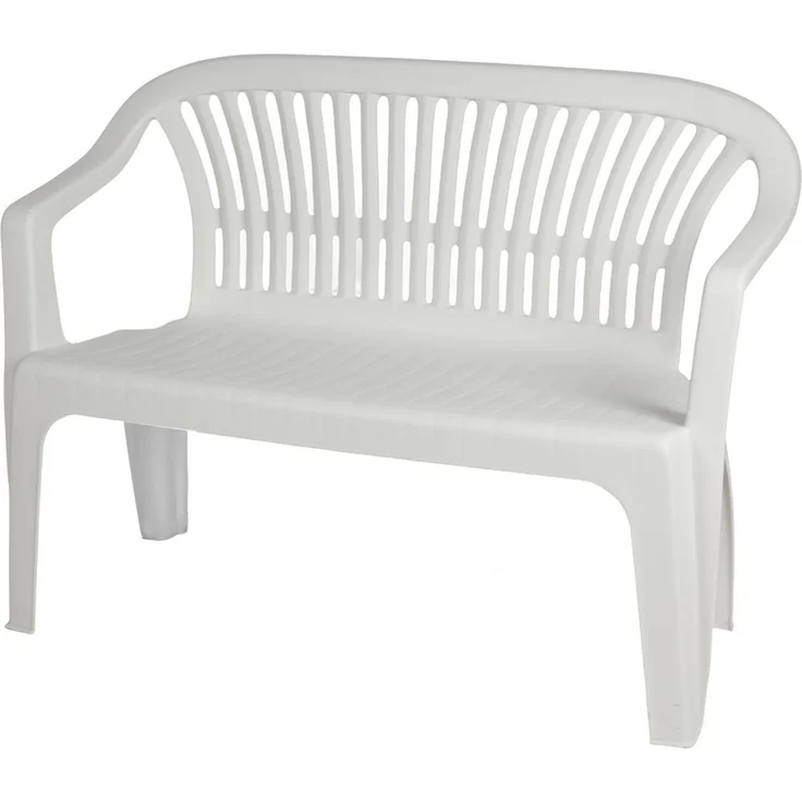Stapelbank Diva weiß Gartenbank Parkbank Gartenmöbel Terrasse Balkon Outdoor Kunststoff 114x55x82cm – Bild 1