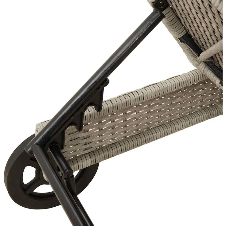vidaXL Sonnenliege mit Rollen und Auflage Hellgrau Poly Rattan 4104038 – Bild 9