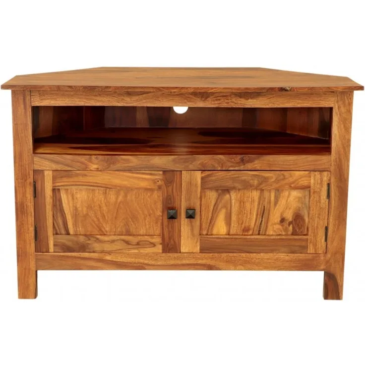 Eck-Fernsehtisch Rami 110x70x50 aus indischem Sheesham-Massivholz