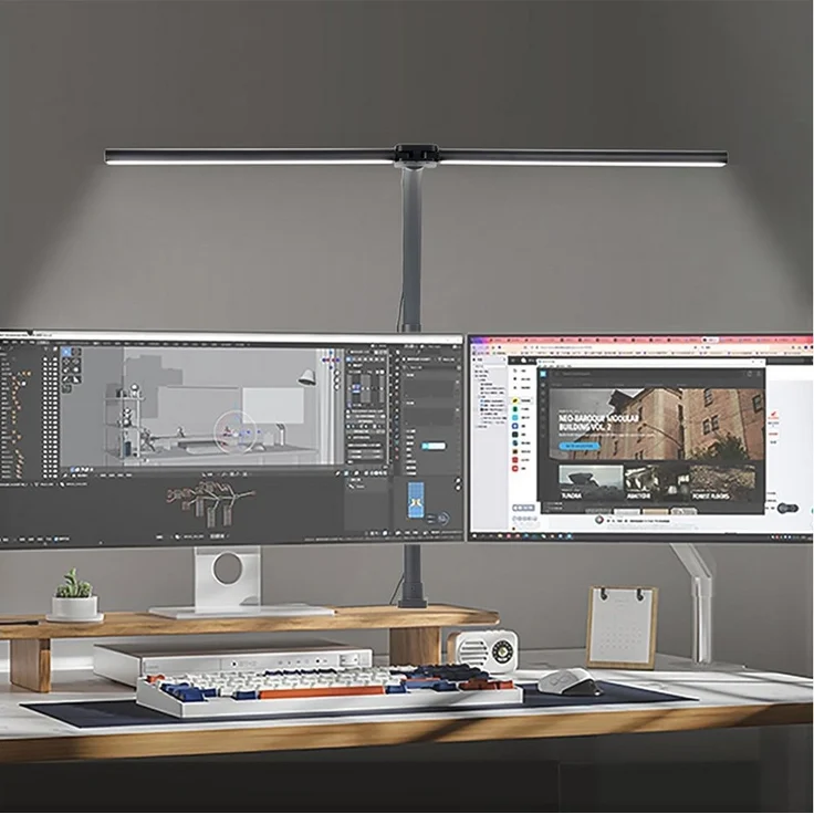 Sunicol LED Schreibtischlampe LED Tischleuchte, 360° Schwenkbare, ein Doppelkopf / Transformierbar, Doppelter Kopf, Warmweiß (3000K), Naturweiß (4500K), Kaltweiß (6000K), 5 Farben 5 Helligkeitsstufen dimmbare – Bild 3