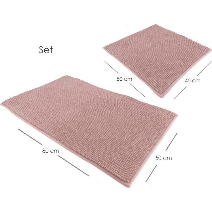 heimtexland Badematte Badvorleger Chenille Badteppich Duschvorleger, rutschhemmend beschichtet, Fußbodenheizung geeignet, schnell trocknend, strapazierfähig, fußbodenheizungsgeeignet, rutschfest, saugstark, Polyester, rechteckig, Set 45x50 / 50x80 cm, ... – Bild 2