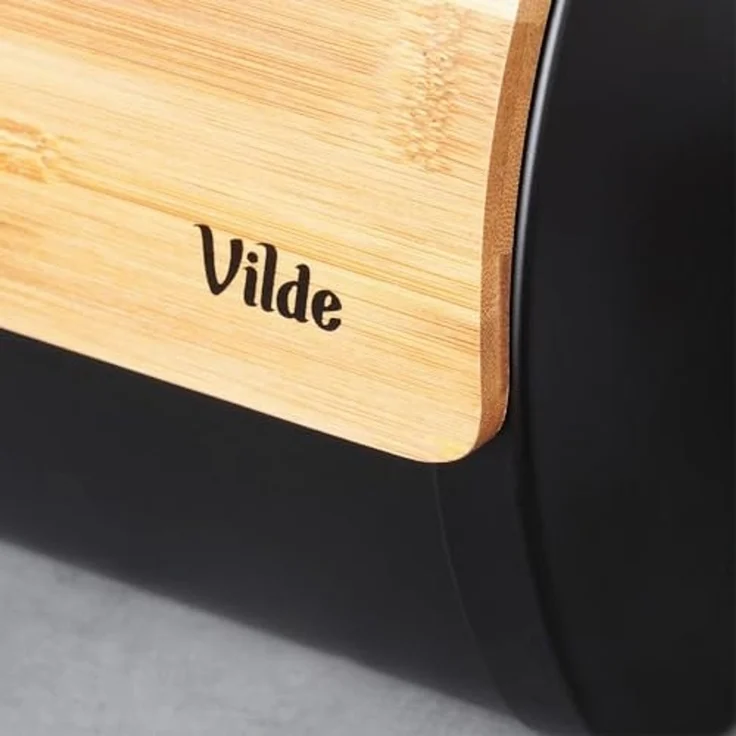 Vilde Brotkasten VILDE 38 x 24 x 20 cm Stahl Holz schwarz – Bild 5