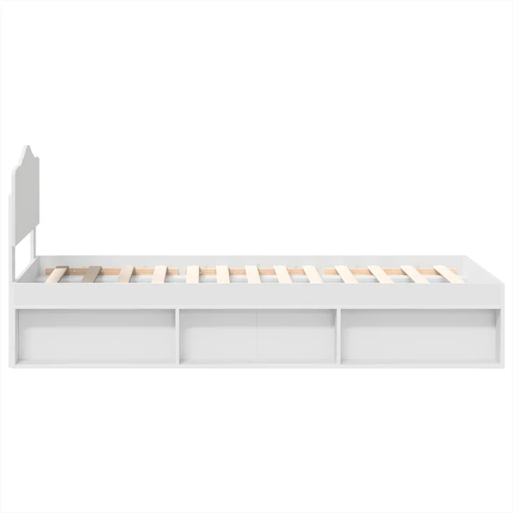 vidaXL Bettrahmen mit Kopfteil Weiß 100 x 200 cm Massives Kiefernholz 3412934 – Bild 7