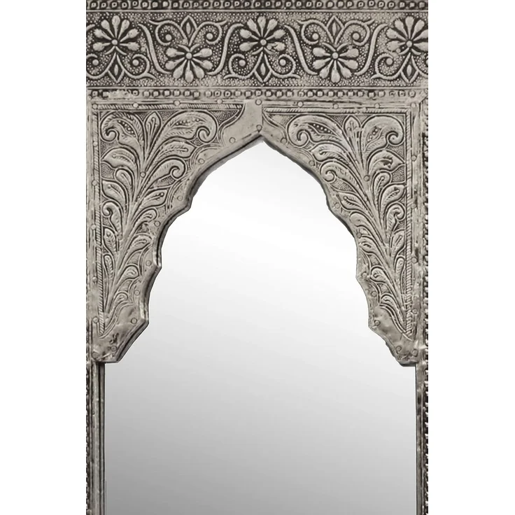 Marrakesch Orient & Mediterran Interior Wandspiegel orientalischer Vintage Spiegel Malik Deko silber - 42cm - (1-St), Handarbeit – Bild 3
